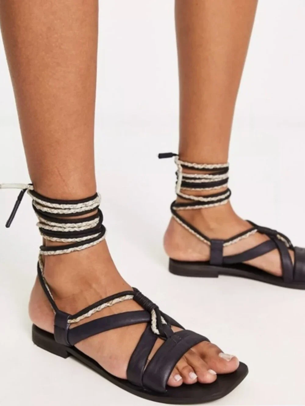Free People Linden Wrap Sandal in Black